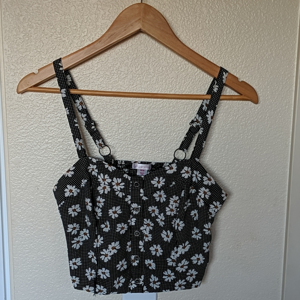 Daisy print cropped tank